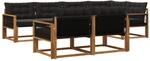vidaXL Outdoor-Sofagarnitur mit Kissen 7 Stk Natur und Schwarz 3381488