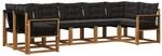 vidaXL Outdoor-Sofagarnitur mit Kissen 7 Stk Natur und Schwarz 3382192
