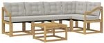 vidaXL Outdoor-Sofagarnitur mit Kissen 6-Tlg Wei&szlig; und Hellgrau 3389509