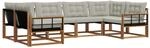 vidaXL Outdoor-Sofagarnitur mit Kissen 6-Tlg Natur und Hellgrau 3369798