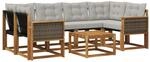 vidaXL Outdoor-Sofagarnitur mit Kissen 7 Stk Natur und Hellgrau 3381803