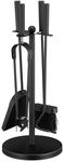Relaxdays Kaminbesteck Stahl Schwarz 5-teilig 41,5 cm x 20 cm 1,6 kg