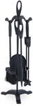 Relaxdays Kaminbesteck Eisen Schwarz 5-teilig 60,5 cm x 20 cm x 20 cm 2,7 kg