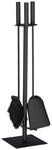 Relaxdays Kaminbesteck Stahl Schwarz 4-teilig 61 cm x 15 cm x 15 cm 1,2 kg