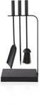 Relaxdays Kaminbesteck Eisen Schwarz 4-teilig mit St&auml;nder 49,5 cm x 22,5 cm x 15 cm