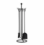 Relaxdays Kaminbesteck Stahl Schwarz 5-teilig 68 cm x 20 cm x 20 cm