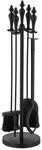 Relaxdays Kaminbesteck Metall Schwarz 5-teilig 77 cm x 20,5 cm 4,5 kg