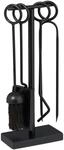 Relaxdays Kaminbesteck Set Eisen Schwarz 5-teilig 42 cm x 17 cm x 9 cm 1,8 kg