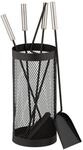 Relaxdays Kaminbesteck Metall Schwarz 5-teilig 56 cm x 17 cm 1,7 kg