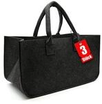 BigDean 3 St&uuml;ck Filztasche Gro&szlig; In Anthrazit F&uuml;r Kaminholz Oder Als Shopper