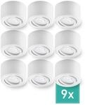 Oktaplex Lile S 9er Set Aufbauspot Dimmbar Wei&szlig; Schwenkbar 30&deg; Warmwei&szlig;...