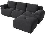 PXloue 3-Sitzer-Sofa Stoffsofa L Form Cordstoff mit Hocker