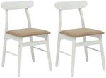 vidaXL Esszimmerstuhl 2 Stk Wei&szlig; und Braun Massives Gummiholz 42020490