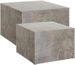 Tectake 2Er Set Couchtische Lacey 60 x 60 x 40 cm 50 x 50 x 35 cm Betonoptik Keine