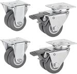 SOTECH JUNKER 4er SET Transportrollen &Oslash;50 mm 2x Bockrollen und 2x Lenkrollen mit