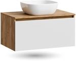 Planetm&ouml;bel ARISA Waschtischunterschrank 80 cm Wei&szlig; Matt mit Keramik