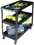 Relaxdays Werkstattwagen Stahl Schwarz mit 3 Ebenen 76 cm x 35 cm x 78 cm 100 kg