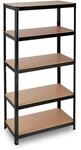 Relaxdays Schwerlastregal Metall MDF Schwarz Braun H&ouml;henverstellbar Teilbar