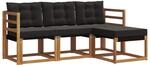 vidaXL Outdoor-Sofagarnitur mit Kissen 4-Tlg Natur und Schwarz 3368535