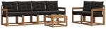 vidaXL Outdoor-Sofagarnitur mit Kissen 7-Tlg Natur und Schwarz 3368419