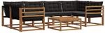 vidaXL Outdoor-Sofagarnitur mit Kissen 7-Tlg Natur und Schwarz 3369231