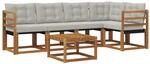 vidaXL Outdoor-Sofagarnitur mit Kissen 6-Tlg Natur und Hellgrau 3368678
