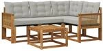 vidaXL Outdoor-Sofagarnitur mit Kissen 5 Stk Natur und Hellgrau 3381939