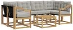 vidaXL Outdoor-Sofagarnitur mit Kissen 7-Tlg Wei&szlig; und Hellgrau 3389269