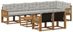 vidaXL Outdoor-Sofagarnitur mit Kissen 9 Stk Natur und Hellgrau 3382051