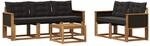 vidaXL Outdoor-Sofagarnitur mit Kissen 6 Stk Natur und Schwarz 3381768