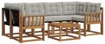 vidaXL Outdoor-Sofagarnitur mit Kissen 7-Tlg Natur und Hellgrau 3368446