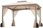 Costway 3 x 3,6 m Gartenpavillon mit 4 Sands&auml;cken & 4 Moskitonetz Khaki