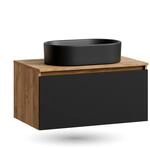 Planetm&ouml;bel ARISA Waschtisch 80 cm Schwarz Matt mit Keramik Aufsatzwaschbecken...