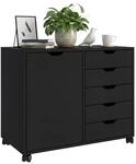 Relaxdays Rollcontainer Holzwerkstoff Schwarz Verstellbar 65 cm x 78 cm x 40 cm 24,8