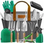 KESSER Gartenwerkzeug Set mit Tasche und Knieschoner Grau Anthrazit 10 Teile