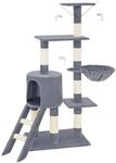 Tectake Kratzbaum Dominik 144 cm Sisal 49 x 35 x 144 cm Grau