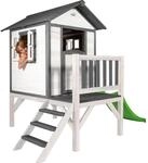 Sunny Spielhaus Lodge XL Grau/Wei&szlig; inkl. Rutsche 189 cm x 261 cm x 168 cm