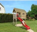 Weka Stelzen-Spielhaus Tabaluga mit Wellenrutsche Rot 332 cm x 125 cm x 235 cm