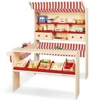 Pinolino Marktstand Lucy Rot f&uuml;r Kinder aus Holz Beidseitig Montierbar