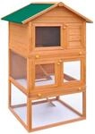 vidaXL Kaninchenstall Kleintierhaus Hasenstall 3 Ebenen Holz