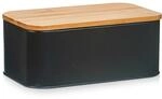 Zeller Brotkasten mit Bambusdeckel 30,5 cm x 18 cm x 12,5 cm Matt Schwarz