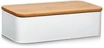 Zeller Brotkasten Metall mit Bambusdeckel Metall 42,5 x 23 x 12,3 cm Matt Wei&szlig;