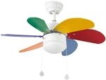FARO Deckenventilator mit Beleuchtung und Zugketten Palao Multicolor 81 cm