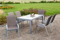 Merxx Gartenm&ouml;bel-Set Esstisch-Gruppe Amalfi Aluminium Taupe 7-tlg.