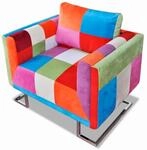 vidaXL W&uuml;rfel-Sessel mit Verchromten F&uuml;&szlig;en Patchwork-Design Stoff