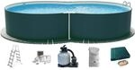 Waterman Stahlwandpool Set 6 teilig Hoch Achtform 650x420x120 cm Stahl 0,4 mm