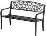 Outsunny Gartenbank mit Welcome Ornament R&uuml;ckenlehne und Lattendesign