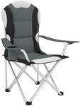 Tectake Campingstuhl Faltbar Gepolstert Mit Getr&auml;nkehalter 60 x 88 x 110 cm Grau