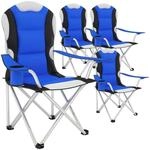 Tectake Campingstuhl Faltbar Gepolstert Mit Getr&auml;nkehalter 4Er Set 60 x 88 x 110