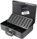 HMF 22037-02 Geldkassette M&uuml;nzz&auml;hlbrett 2 Tragegriffen 36 x 25 x 11 cm Schwarz